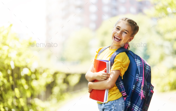 Girl with backpack